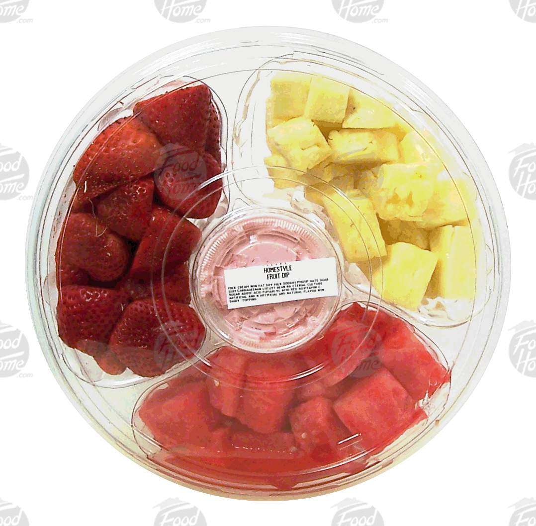 Value Center Market  mixed fruit tray; strawberries, pineapple and watermelon with fruit dip Full-Size Picture